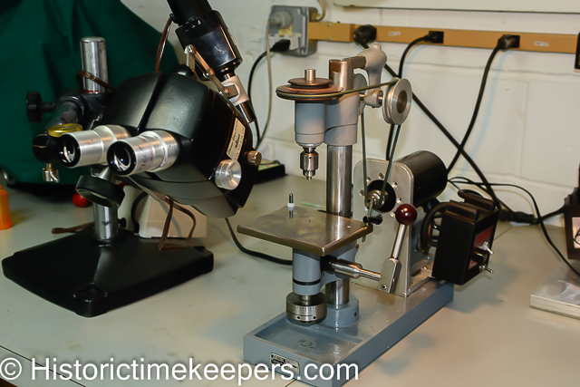 American optical Reichert AO microscope boom Schaublin levin drill press ww 8mm watch service repair restoration micro drilling