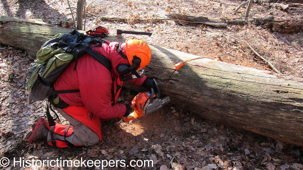 Watchmaker using Chainsaw on Appalachian Trail